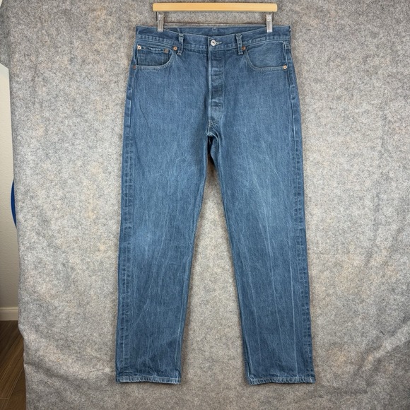 Levi's Other - Levis 501XX Jeans Mens 35x32 Blue Straight Fit Button Fly VTG Y2K Whiskered